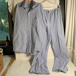Skims 2pc blue/white striped cotton pajamas sz Large